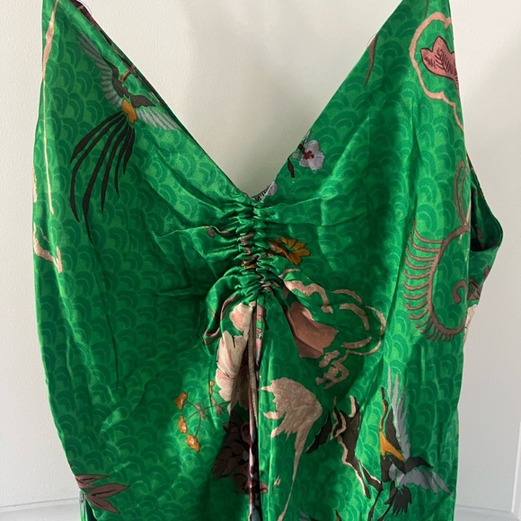 Zara Blogger's Favorite Green Satin Effect Print Dress - Picture 8 of 10